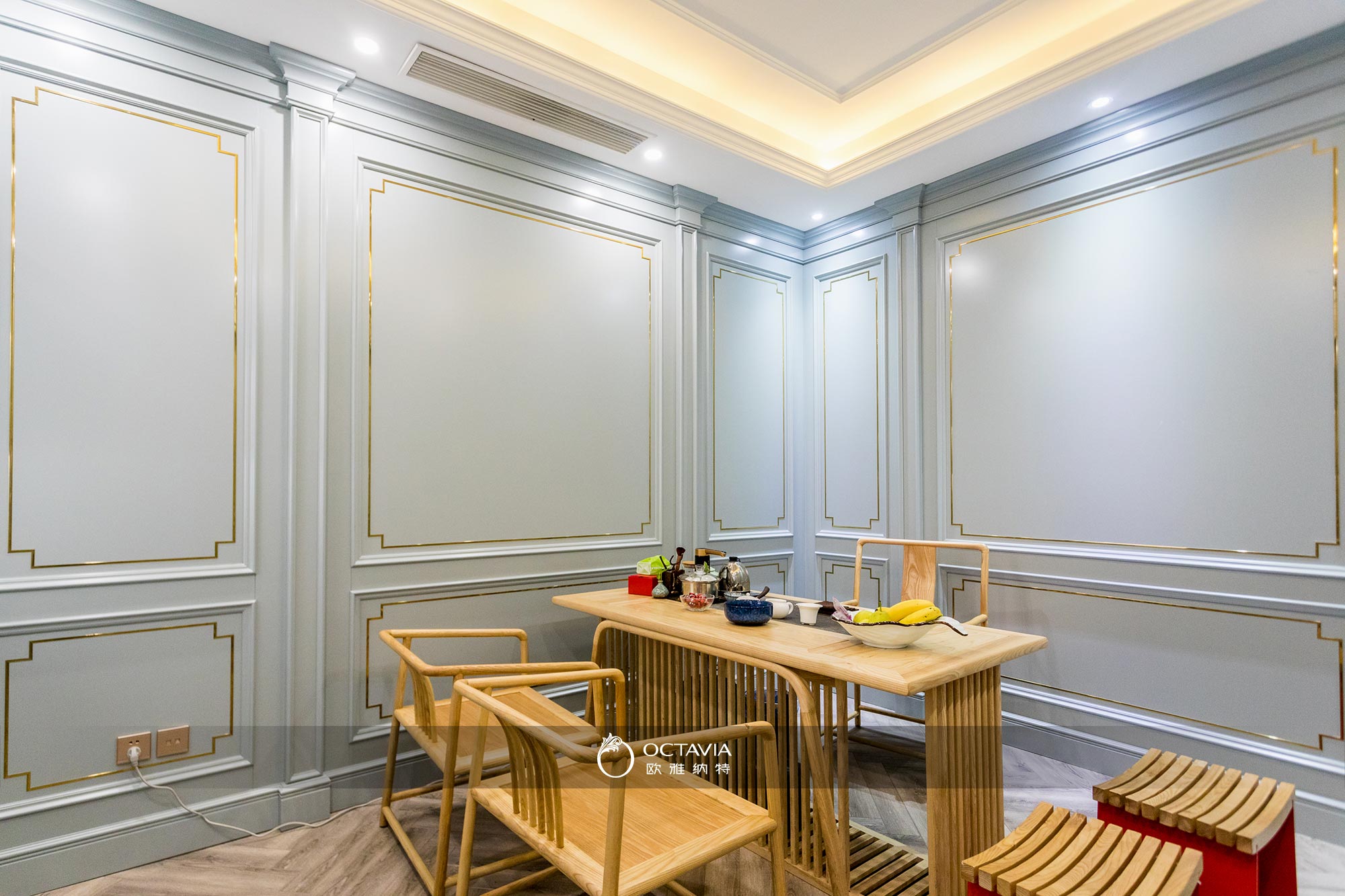 茶室--中式-雕花--護墻---歐雅納特-(4)